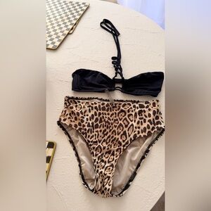 Black and Leopard Print Bikini Set small Victoria’s secret